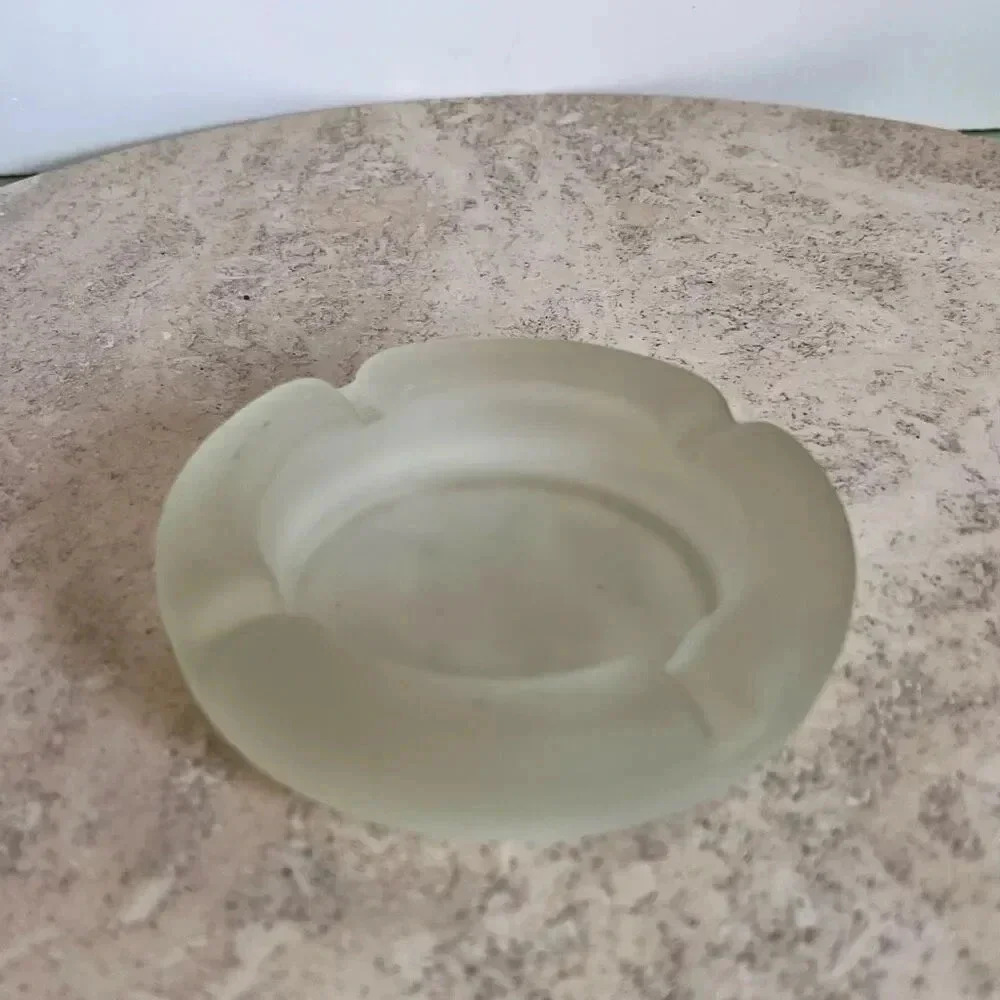 Indiana Glass Vintage 1990s‎ Tiara Frosted Ashtray White Smoke Cloudy Glass